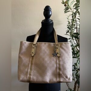 Gucci metallic leather trim tote